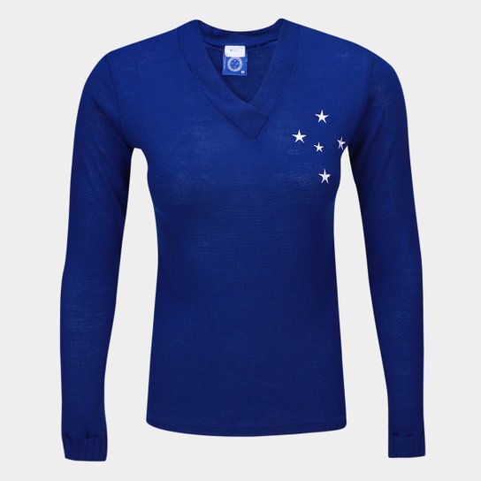 Camiseta Cruzeiro Manga Longa Retrô Feminina
