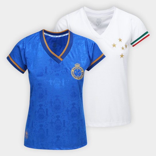 Kit Camisa Cruzeiro Tríplice Coroa 2003 + Camisa Cruzeiro Palestra II Feminina
