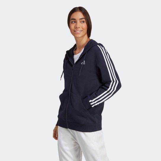 Moletom Adidas Top 3 Listras Com Capuz Feminino